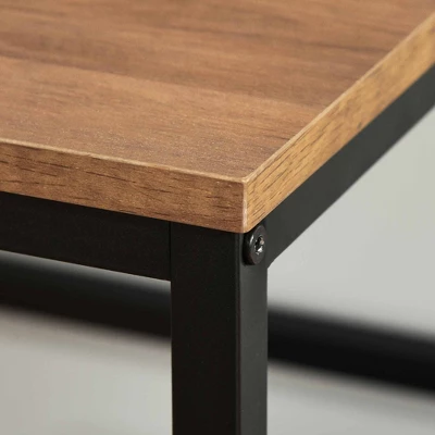 HOMCOM L-Shaped Home Office Writing Desk With Storage Shelf Drawer Industrial Corner PC Study Table Computer Workstation Brown 9 HOMCOM L-Shaped Home Office Writing Desk With Storage Shelf Drawer Industrial Corner PC Study Table Computer Workstation Brown - Image 7