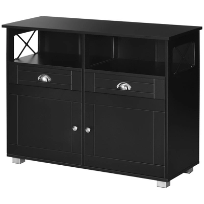 HOMCOM Sideboard Buffet Table Storage Cabinet With Large Tabletop, 2 Cabinets, 2 Drawers And Crossbar Side Design 5 HOMCOM Sideboard Buffet Table Storage Cabinet With Large Tabletop, 2 Cabinets, 2 Drawers And Crossbar Side Design - Image 3
