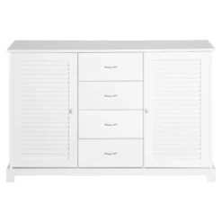 HOMCOM 47" Modern Storage Cabinet Buffet Sideboard With Drawers And Louvered Doors- White -Homcom GUEST 6eecc1cd d9a5 4b6c 9ff9 6bfd0c9a3451
