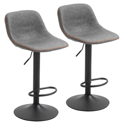 HOMCOM Adjustable Bar Stools Set Of 2, Swivel Bar Height Chairs Barstools Padded With Back For Kitchen, Counter, And Home Bar 11 HOMCOM Adjustable Bar Stools Set Of 2, Swivel Bar Height Chairs Barstools Padded With Back For Kitchen, Counter, And Home Bar - Image 9