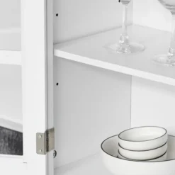 HOMCOM 67" Modern Buffet With Hutch, Louvered Kitchen Pantry Microwave Cabinet With Framed Glass Doors And 2 Drawers, White 12 HOMCOM 67" Modern Buffet With Hutch, Louvered Kitchen Pantry Microwave Cabinet With Framed Glass Doors And 2 Drawers, White -Homcom GUEST 6fae27a7 4f05 4e3d 95eb 280c41cc4b3f