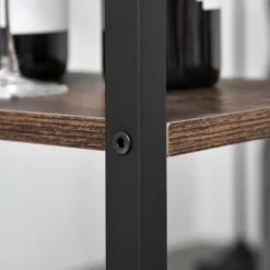 HOMCOM Industrial 3 Piece Dining Table Set, Counter Height Bar Table And Chairs Set, Kitchen Bistro Table Set With Storage Shelf And Stools, Brown -Homcom GUEST 70cef67b e7da 4bee 8fd5 c1c77e497090