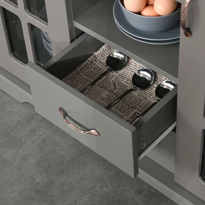 HOMCOM Modern Storage Console Cabinet With 2 Framed Glass Doors And 2 Drawers For Kitchen Or Living Room 6 HOMCOM Modern Storage Console Cabinet With 2 Framed Glass Doors And 2 Drawers For Kitchen Or Living Room - Image 4