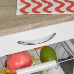 HOMCOM 32.25" Wooden Rolling Kitchen Storage Cart On 360° Swivel Wheels With Ample Storage Space & Solid Structure -Homcom GUEST 724827e1 e7f2 4182 b29a e539a4accf4b