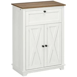 HOMCOM Farmhouse Storage Cabinet, Sideboard With Double Doors, Drawer, And Adjustable Shelf For Kitchen, Bedroom, Living Room, White -Homcom GUEST 731a06ae 2ce7 41c4 b057 291686f6e01e