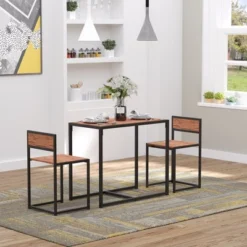 HOMCOM Industrial 3-Piece Dining Table And 2 Chair Set For Small Space In The Dining Room Or Kitchen -Homcom GUEST 73477b19 837c 46f8 9b08 0a0b50c44f67