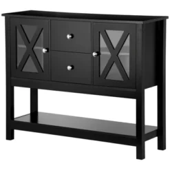 HOMCOM Sideboard, Glass Door Buffet Cabinet With Storage Drawers, Adjustable Shelves, Console Table For Living Room, Entryway, Black -Homcom GUEST 746655ac 2308 4d97 9e07 b25b3c9bae8f