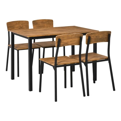 HOMCOM 5 Piece Modern Industrial Dining Table And Chairs Set For Small Space, Kitchen, Dining Room 5 HOMCOM 5 Piece Modern Industrial Dining Table And Chairs Set For Small Space, Kitchen, Dining Room - Image 3