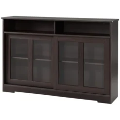 HOMCOM Sideboard Buffet Cabinet, Coffee Bar Cabinet,Credenza With Sliding Glass Doors, Cupboard And Adjustable Shelf, Dark Brown 9 HOMCOM Sideboard Buffet Cabinet, Coffee Bar Cabinet,Credenza With Sliding Glass Doors, Cupboard And Adjustable Shelf, Dark Brown -Homcom GUEST 76d313ae 1c8c 478a a7a7 79f8b57fc7ef