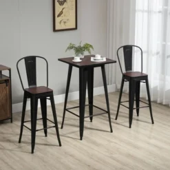 HOMCOM 3 Piece Industrial Dining Table Set, Counter Height Bar Table & Chairs Set With Footrests For Bistro, Pub 11 HOMCOM 3 Piece Industrial Dining Table Set, Counter Height Bar Table & Chairs Set With Footrests For Bistro, Pub -Homcom GUEST 776eb678 9dbb 4250 8f03 d4710eae1d61
