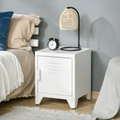 HOMCOM Industrial End Table, Living Room Side Table With Locker-Style Door And Adjustable Shelf -Homcom GUEST 780ef4ec 3ff4 422d 9c0f 112494b4068d