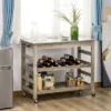 HOMCOM Rolling Kitchen Cart With Stainless Steel Countertop, 1 Bottom Shelf, 1 Slotted Middle Shelf And 4 Castor Wheels, Gray -Homcom GUEST 78634e91 e698 404c a8fc 3796cd9bdf55