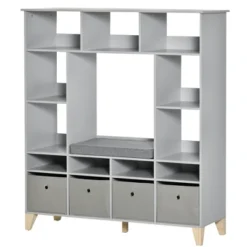 HOMCOM 47" Kids Reading Nook Organizer, Freestanding 15-Cubby Bookcase Storage Cabinet With Cushioned Seat For Toys, Books, Clothes 11 HOMCOM 47" Kids Reading Nook Organizer, Freestanding 15-Cubby Bookcase Storage Cabinet With Cushioned Seat For Toys, Books, Clothes -Homcom GUEST 789ca6c1 c233 4abd afc7 83e9e1be4843