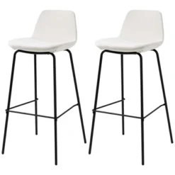 HOMCOM 29.5" Bar Stools Set Of 2, Upholstered Extra Tall Barstools, Armless Bar Chairs With Back, Steel Legs, Cream White -Homcom GUEST 78d00897 f767 4771 9160 ef5ca2caedb9