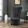 HOMCOM High Back Accent Chair, Upholstered Armless Chair, Retro Button-Tufted Royal Design With Thick Padding And Rubberwood Leg, Black -Homcom GUEST 7943f9ac 3257 4b4f 8ffa b02725c6ff5f