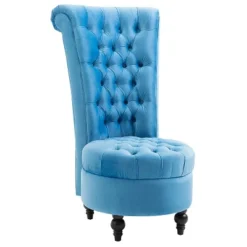 HOMCOM Retro High Back Armless Royal Accent Chair Fabric Upholstered Tufted Seat For Living Room, Dining Room And Bedroom -Homcom GUEST 79b17471 812a 4bf4 b047 e919a9f7414b