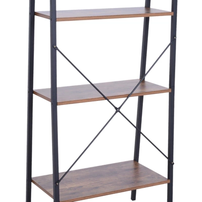 HOMCOM Industrial 4 Tier Ladder Shelf Bookshelf Vintage Storage Rack Plant Stand With Wood Metal Frame For Living Room Bathroom 6 HOMCOM Industrial 4 Tier Ladder Shelf Bookshelf Vintage Storage Rack Plant Stand With Wood Metal Frame For Living Room Bathroom - Image 4