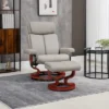 HOMCOM Recliner Chair With Ottoman, 360° Swivel Reclining Chair With Wood Base And Matching Footrest, Gray -Homcom GUEST 7ab67720 5131 4a81 9918 93e1697eec6a