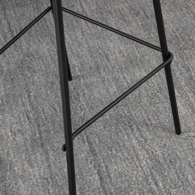 HOMCOM 29.5" Seat Height Bar Stools Set Of 2, Upholstered Bar Chairs, Armless Barstools With Back, Steel Legs, Gray 7 HOMCOM 29.5" Seat Height Bar Stools Set Of 2, Upholstered Bar Chairs, Armless Barstools With Back, Steel Legs, Gray - Image 5