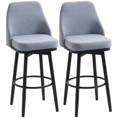 HOMCOM Extra Tall Bar Stools Set Of 2, Modern 360° Swivel Barstools, Dining Room Chairs With Steel Legs And Footrest 9 HOMCOM Extra Tall Bar Stools Set Of 2, Modern 360° Swivel Barstools, Dining Room Chairs With Steel Legs And Footrest - Image 7