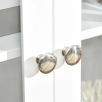 HOMCOM Sideboard, Buffet Cabinet With Adjustable Shelves, Credenza With 4 Glass Doors, White 7 HOMCOM Sideboard, Buffet Cabinet With Adjustable Shelves, Credenza With 4 Glass Doors, White - Image 5