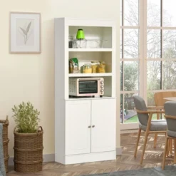 HOMCOM 72" Kitchen Buffet With Hutch, Kitchen Pantry Cupboard With 2 Door Cabinet, And 2 Adjustable Shelves, White -Homcom GUEST 7b8ead98 1f1c 4b16 8709 2db682d3f7b8