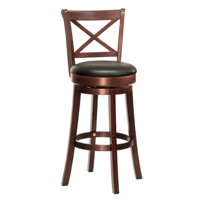 HOMCOM Traditional Bar Stool, 31 Inch Seat Height Barstool, Swivel PU Leather Upholstered Chair, With Cross Back And Rubberwood Frame 8 HOMCOM Traditional Bar Stool, 31 Inch Seat Height Barstool, Swivel PU Leather Upholstered Chair, With Cross Back And Rubberwood Frame - Image 6