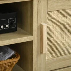 HOMCOM Boho TV Stand For 60 Inch Television, Entertainment Center With Rattan Door, Adjustable Shelf And Storage Cabinets, TV Console Cabinet, Natural -Homcom GUEST 7d18f061 eb9a 4933 8122 3c052d43824b