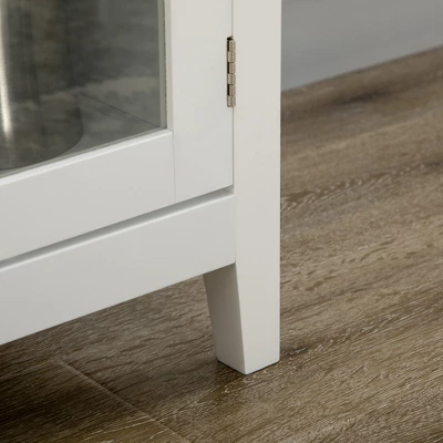 HOMCOM Glass Door Kitchen Sideboard, Buffet Cabinet With 6-Bottle Wine Rack And Stemware Racks, Coffee Bar For Living Room, Dining Room, White 7 HOMCOM Glass Door Kitchen Sideboard, Buffet Cabinet With 6-Bottle Wine Rack And Stemware Racks, Coffee Bar For Living Room, Dining Room, White - Image 5