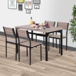 HOMCOM 5-Piece Dining Table Furniture Set Modern Industrial Table With 4 Chairs For Dining Room, Kitchen 10 HOMCOM 5-Piece Dining Table Furniture Set Modern Industrial Table With 4 Chairs For Dining Room, Kitchen -Homcom GUEST 8002638e 07a8 47fb 92f8 4d311b46f895