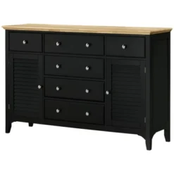 HOMCOM Modern Sideboard With Drawers, Buffet Cabinet With Storage Cabinets, Rubberwood Top For Living Room, Kitchen, TV Stand Up To 60 Inches, Black -Homcom GUEST 820028a6 ed40 44a2 b8c7 888a023db156