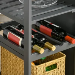 HOMCOM Utility Kitchen Cart, Rolling Kitchen Island Storage Trolley With Rack, Shelves, Drawer And Cabinet, Gray -Homcom GUEST 82f79f2c fcec 4ac2 aa72 351a07fbeeed