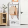 HOMCOM Modern Hall Tree, Entryway Coat Rack With Shoe Bench, 5 Hooks, Storage Shelf And Slatted Door Cabinet For Hallway, White -Homcom GUEST 84b8fd57 14ef 4aec b6ab e2ec71201076