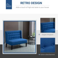 HOMCOM Linen Fabric Upholstery Double Sofa Tufted Loveseat Armless Couch Living Room Furniture With Wood Legs -Homcom GUEST 84dfa648 838b 44b8 9d5e e05c96ee67fb