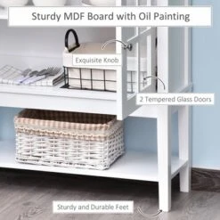 HOMCOM Kitchen Credenza & Sideboard Buffet Cabinet With 2 Glass Doors & Storage Shelves -Homcom GUEST 869ada75 c9df 4c75 98c9 6b2d2b7195cd