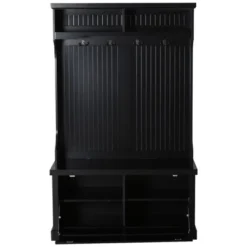 HOMCOM Hall Tree For Entryway, Coat Rack Shoe Bench With Bottom Storage, 4 Metal Double Hooks And 2 Shelves For Hallway, Living Room, Black -Homcom GUEST 8812de05 743b 4508 b5db 22cd93712978