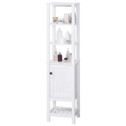 HOMCOM Freestanding Wood Bathroom Storage Tall Cabinet Organizer Tower With Shelves & Compact Design, White -Homcom GUEST 8919b652 8e94 4f99 998e 3c769e08973f