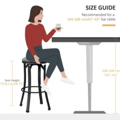 HOMCOM Bar Stools Set Of 2, Vintage Barstools With Footrest, Microfiber Cloth Bar Chairs 29 Inch Seat Height With Steel Legs, Dark Gray -Homcom GUEST 8a65983b 5108 4179 ae62 c80af340049e