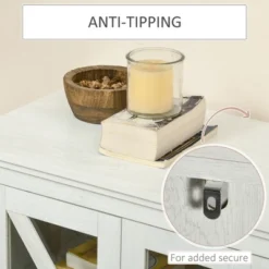 HOMCOM Rustic Kitchen Sideboard, Glass Door Buffet Cabinet, TV Stand With Adjustable Shelf For Dining Room, White -Homcom GUEST 8ab15f91 dc10 42fc 88a1 6cc80e9d39dd