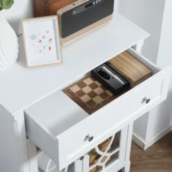 HOMCOM Kitchen Cabinet, Storage Cabinet, Sideboard Floor Accent Cabinet W/ 2 Glass Doors, Drawer, Adjustable Shelves For Living Room Entryway, White 10 HOMCOM Kitchen Cabinet, Storage Cabinet, Sideboard Floor Accent Cabinet W/ 2 Glass Doors, Drawer, Adjustable Shelves For Living Room Entryway, White -Homcom GUEST 8c06be88 2460 4f34 96b1 daa4274e2d2e