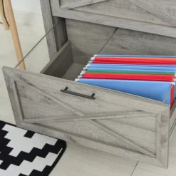 HOMCOM Retro Wooden 2-Drawer Lateral File Chest Cabinet Pedestal For Document Storage With Hanging Bar For Letter/Legal Size, Gray 12 HOMCOM Retro Wooden 2-Drawer Lateral File Chest Cabinet Pedestal For Document Storage With Hanging Bar For Letter/Legal Size, Gray -Homcom GUEST 8d235bbe 14c4 4489 b300 3bdeaa8ce1cf