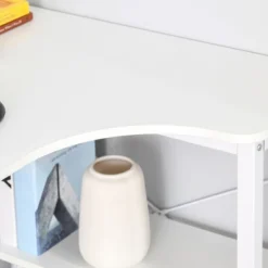 HOMCOM L-Shaped Computer Desk Home Office Corner Desk Study Workstation Table With With Wide Desktop, 2 Side Shelves, Steel Frame -Homcom GUEST 8decbfce 951c 4b90 ac2a fd9efe0f00a1