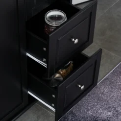 HOMCOM Mobile Kitchen Island Storage Trolley Cart On Wheels With Dropleaf Top, Towel/Spice Rack, 3 Drawers, 2-Door Cabinet -Homcom GUEST 90158b7e 2b2c 435e 840d d1a899d82513