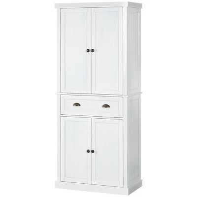 HOMCOM 72" Pinewood Large Kitchen Pantry Storage Cabinet, Freestanding Cabinets With Doors And Shelf Adjustment, Dining Room Furniture, White 5 HOMCOM 72" Pinewood Large Kitchen Pantry Storage Cabinet, Freestanding Cabinets With Doors And Shelf Adjustment, Dining Room Furniture, White - Image 3