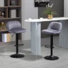 HOMCOM Adjustable Bar Stools Set Of 2, Velvet Counter Height Barstool, Upholstered Kitchen Stool With Swivel Seat, Steel Frame, Footrest, ‎Gray -Homcom GUEST 904ab2cd 08f2 4ce6 a415 fcb78b38f2e5