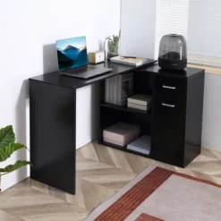 HomCom L-Shaped Computer Desk Workstation With Rotating Storage Shelves And Drawer 18 HomCom L-Shaped Computer Desk Workstation With Rotating Storage Shelves And Drawer -Homcom GUEST 919e56ff b5cd 4d71 8cc6 0070c8fe6e8e