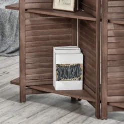 HOMCOM 4-Panel Folding Room Divider, 5.6 Ft Freestanding Paulownia Wood Privacy Screen Panel With Storage Shelves For Bedroom Or Office -Homcom GUEST 93d58fb3 35ac 4228 94d5 ccb98fcb9248