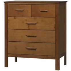 HOMCOM Tall Dresser For Bedroom, 5 Drawer Dresser, Chest Of Drawers With Bamboo Frame, Brown -Homcom GUEST 93f9a5d0 ddbd 45b6 8588 9d933e97210e