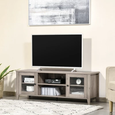 HOMCOM Modern TV Stand, Entertainment Center With Shelves And Cabinets For Flatscreen TVs Up To 60" For Bedroom, Living Room, Gray Wash 3 HOMCOM Modern TV Stand, Entertainment Center With Shelves And Cabinets For Flatscreen TVs Up To 60" For Bedroom, Living Room, Gray Wash