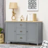 HOMCOM Buffet Cabinet With 3 Storage Drawers And Adjustable Shelves, 2 Door Sideboard With Rubber Wood Top, Coffee Bar For Living Room, Gray -Homcom GUEST 953c4b8f 87f2 401a b2a2 9d106df1efdd